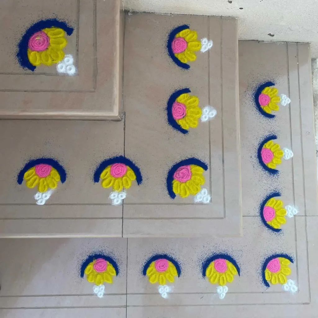 Flower Rangoli Designs for Stairs