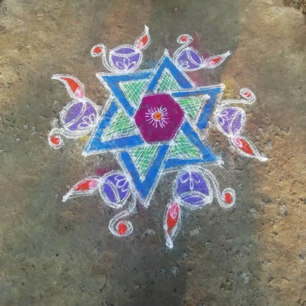 Flower Rangoli Designs for Stairs