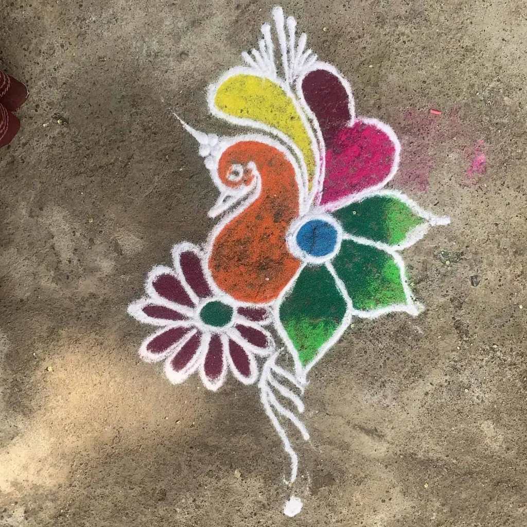 Flower Rangoli Designs for Stairs