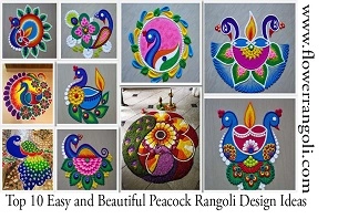 Easy and Beautiful Peacock Rangoli Design