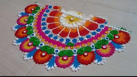 Half Circle Flower Rangoli Design