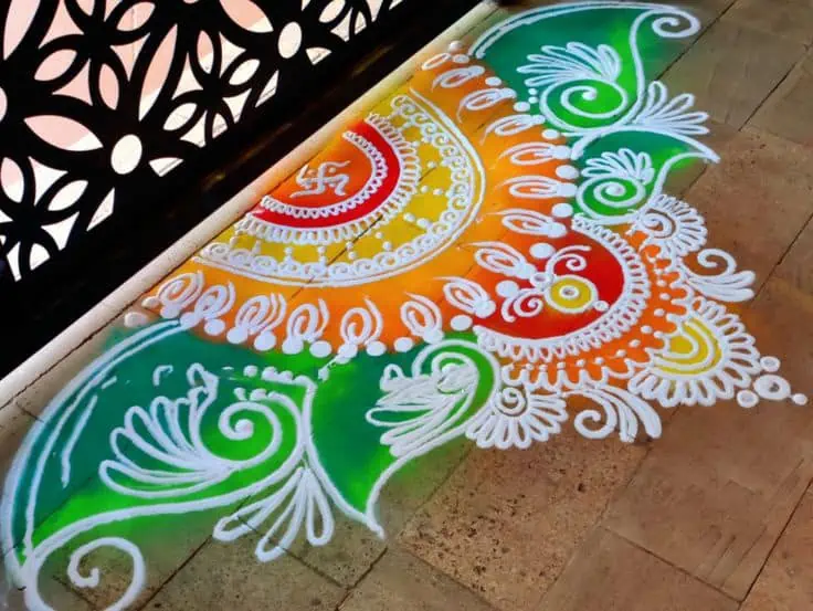 Half Circle Flower Rangoli Design