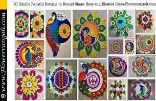 Simple Rangoli Designs in Round Shape