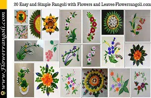 Simple Rangoli with Flowers and Leaves