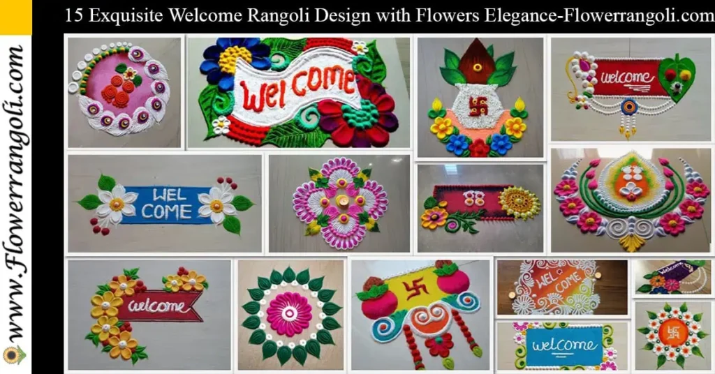 Welcome Rangoli Design with Flowers