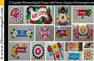 Welcome Rangoli Design with Flowers